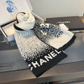 Chanel Black & Cream Logo Knit Scarf product image 1, provided for visual reference and product detail review