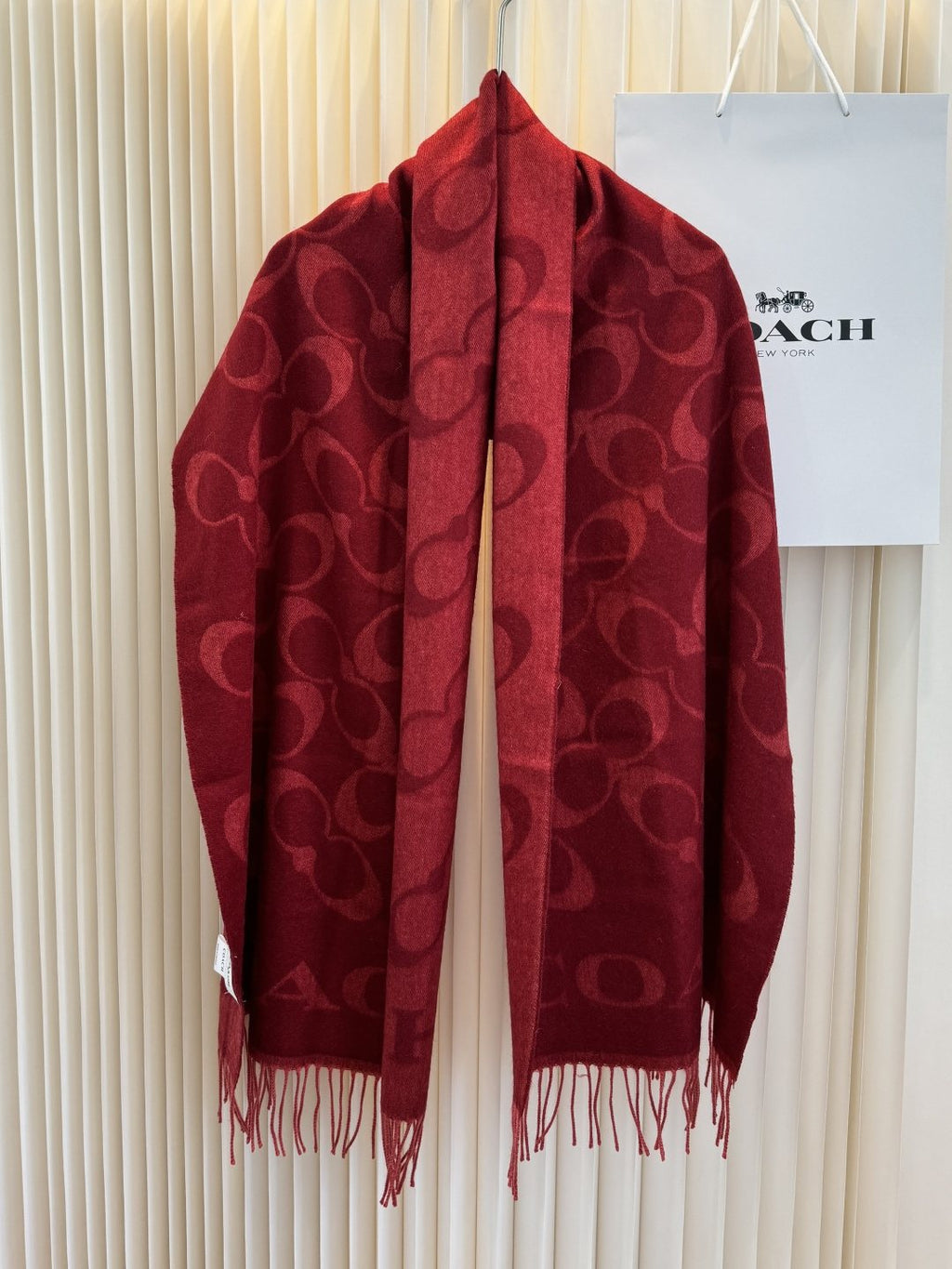 Coach C Motif Fringed Scarf product image 1, provided for visual reference and product detail review
