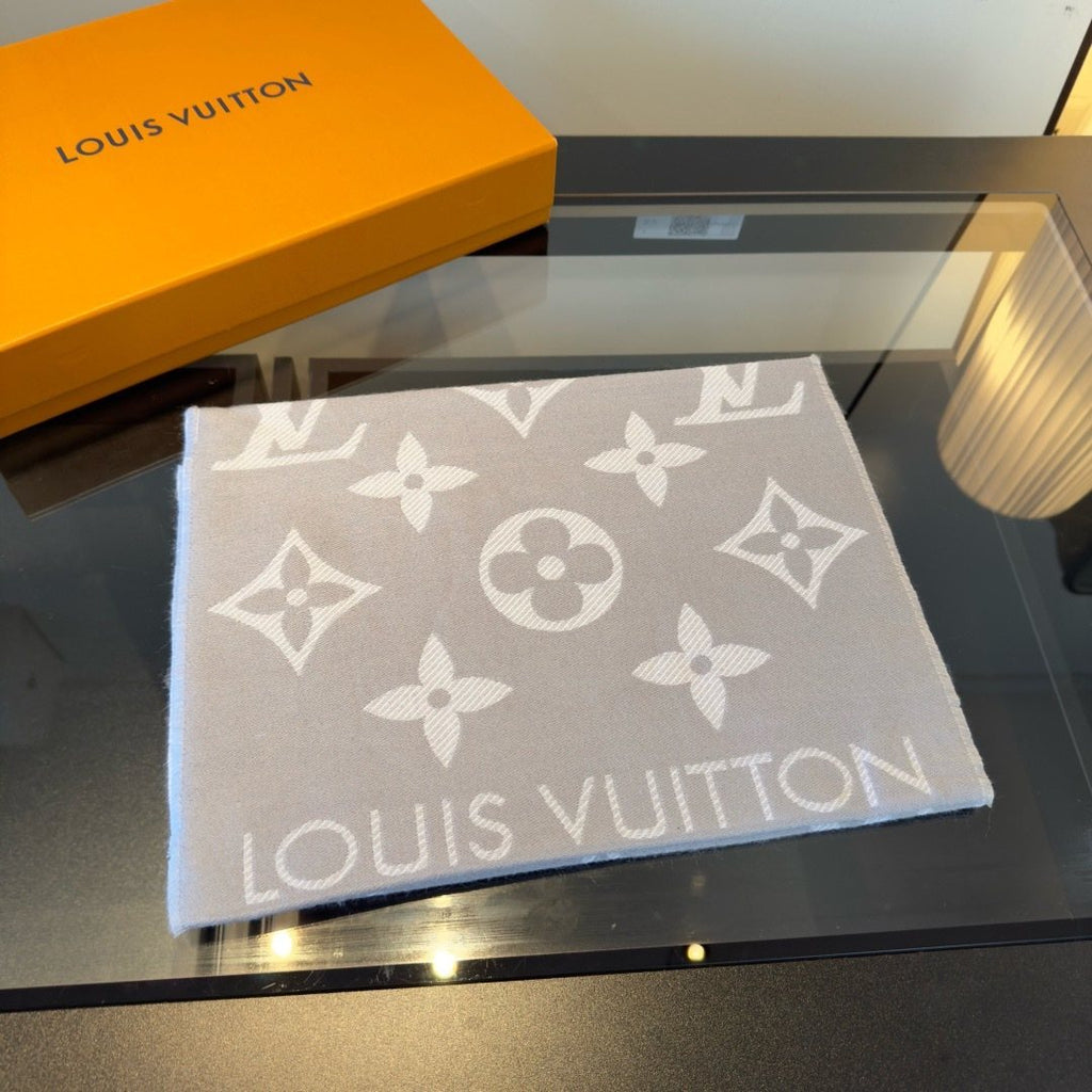 Louis Vuitton Oversized Monogram Wool Scarf - 180 x 30 cm product image 5, provided for visual reference and product detail