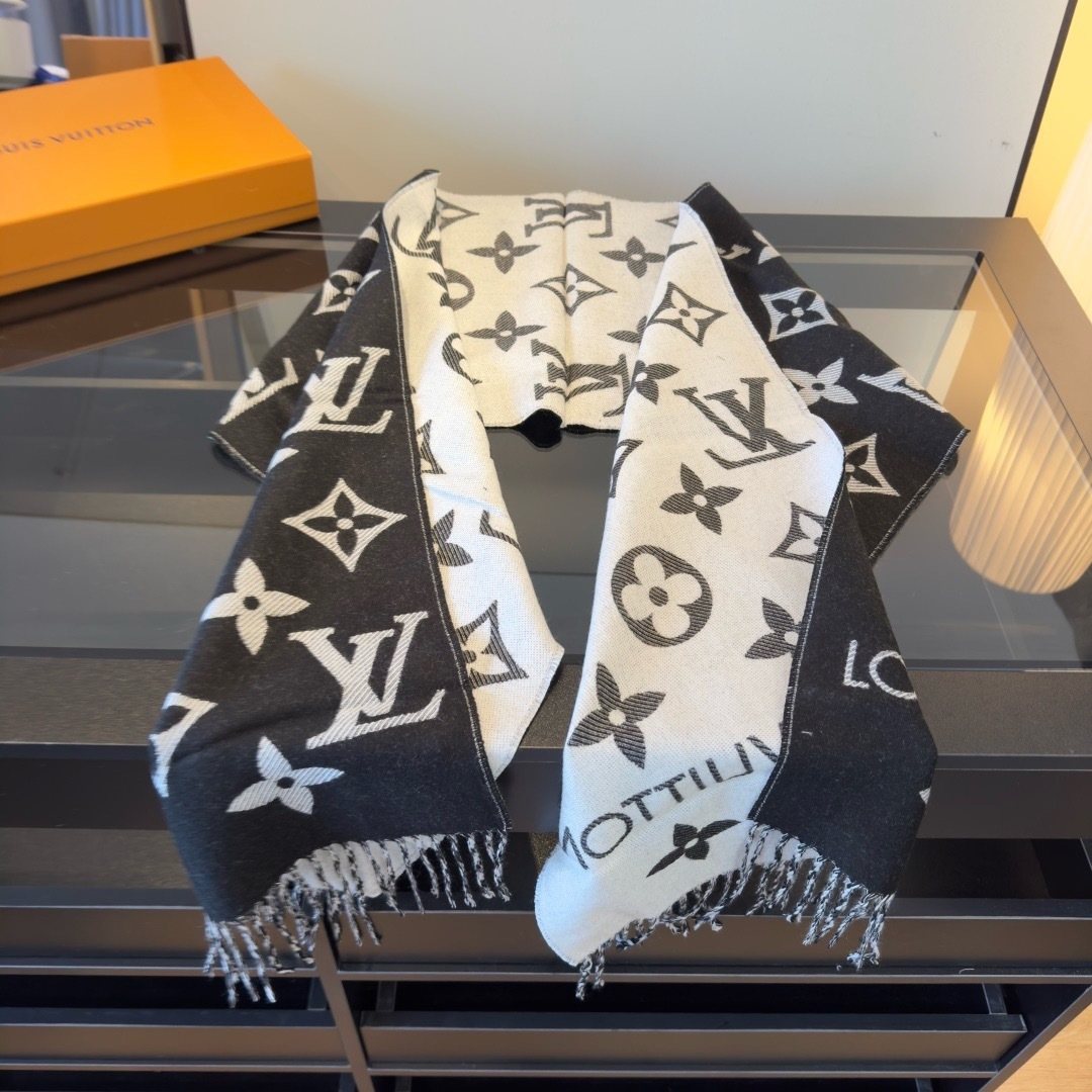 Louis Vuitton Oversized Monogram Wool Scarf - 180 x 30 cm product image 13, provided for visual reference and product detail