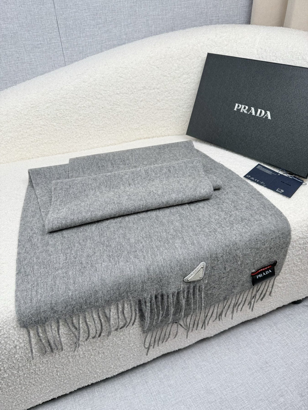 Prada Fringed Triangle Plaque Scarf product image 10, provided for visual reference and product detail review