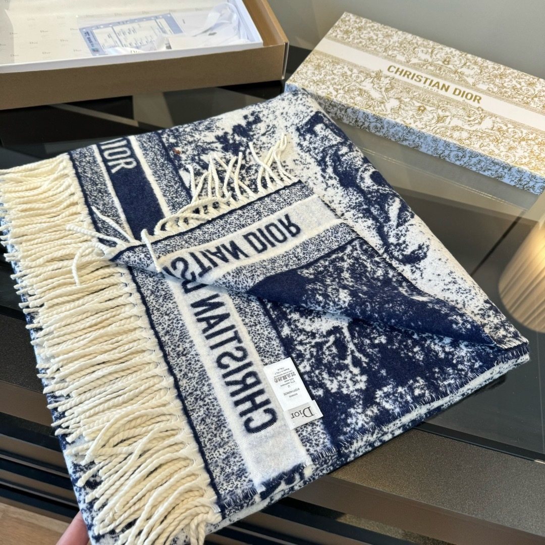 Dior Animal Jacquard Fringed Scarf product image 2, provided for visual reference and product detail review