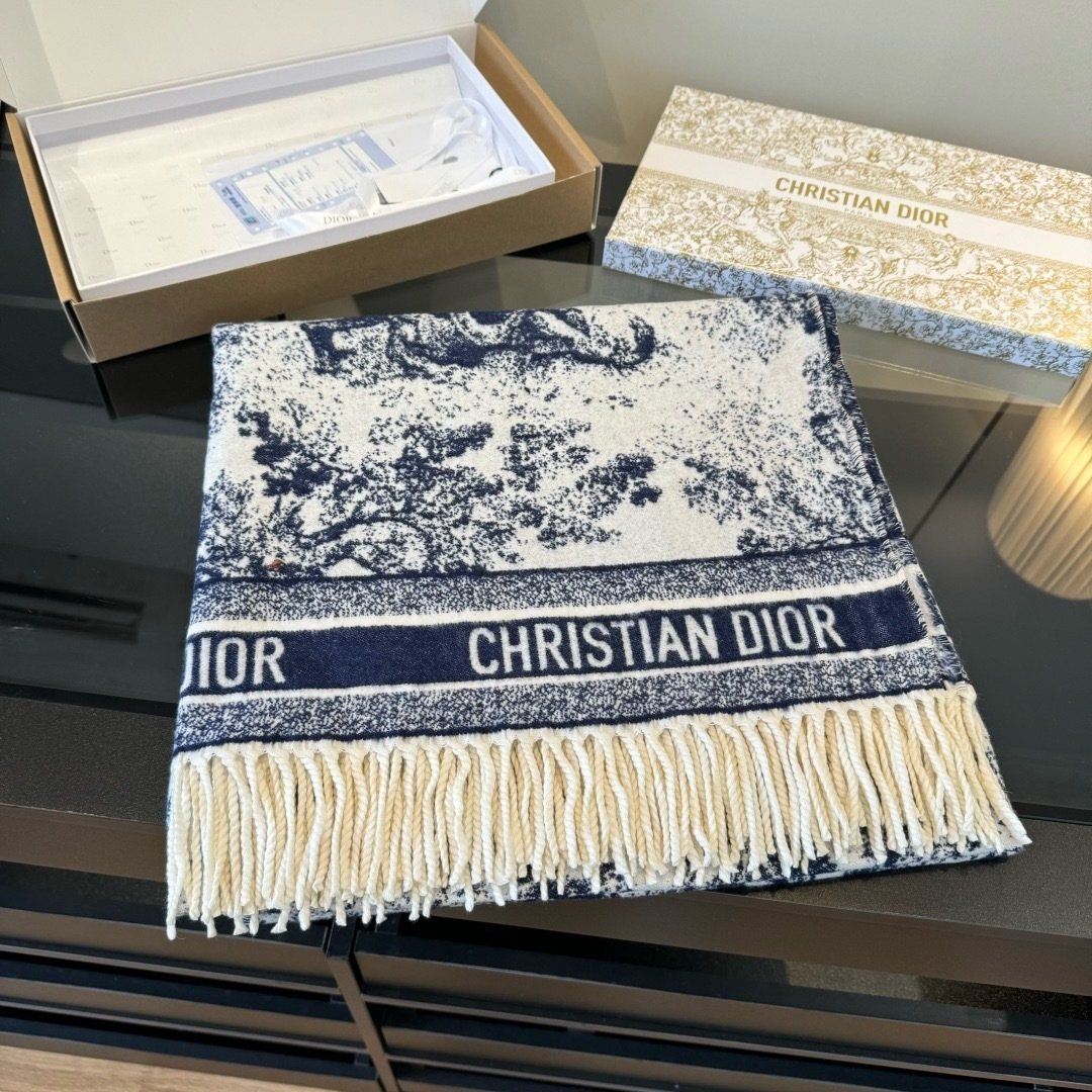 Dior Animal Jacquard Fringed Scarf product image 3, provided for visual reference and product detail review