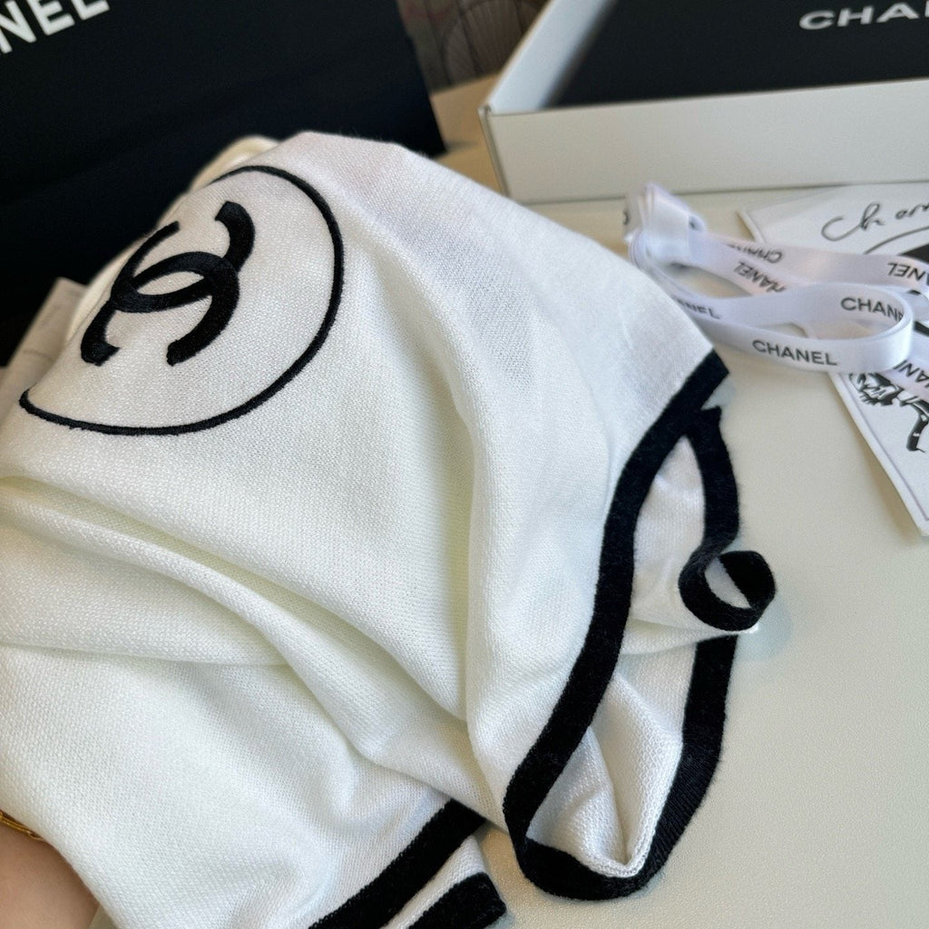 Chanel Contrast-Trim Logo Scarf product image 12, provided for visual reference and product detail review