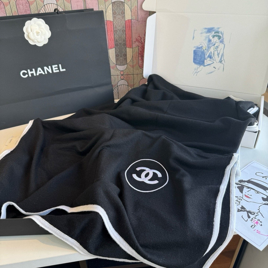 Chanel Contrast-Trim Logo Scarf product image 7, provided for visual reference and product detail review
