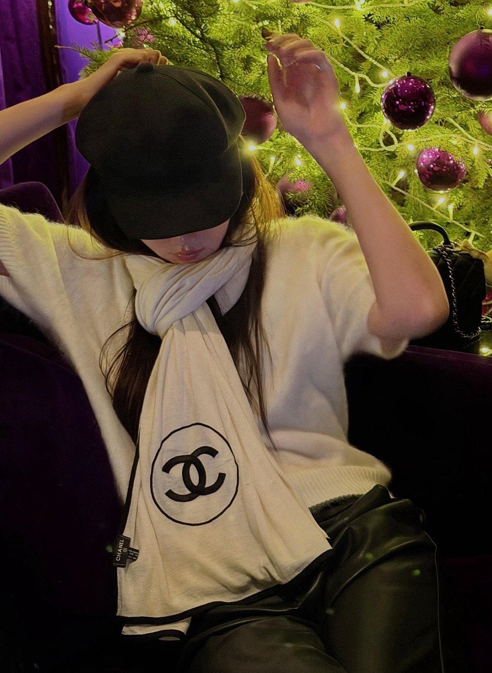 Chanel Contrast-Trim Logo Scarf product image 3, provided for visual reference and product detail review