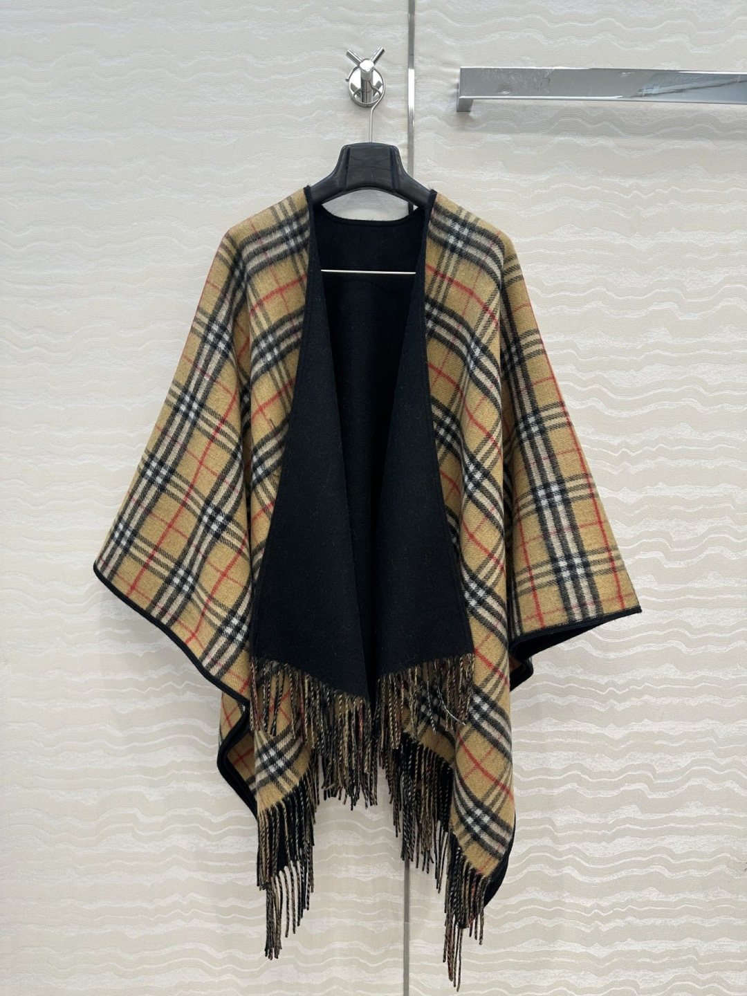 Burberry Fringed Plaid-Panel Poncho product image 5, provided for visual reference and product detail review
