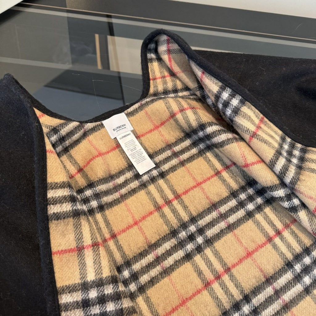 Reversible Plaid Fringed Wrap Cape product image 9, provided for visual reference and product detail review