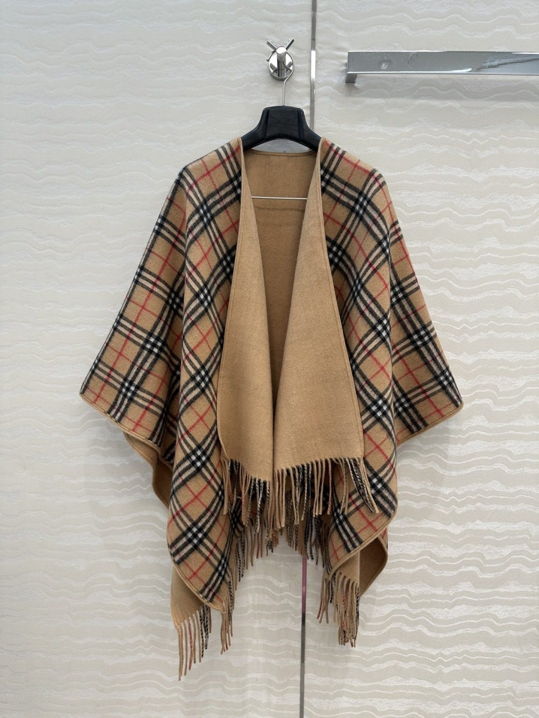 Burberry Fringed Plaid-Panel Poncho product image 6, provided for visual reference and product detail review