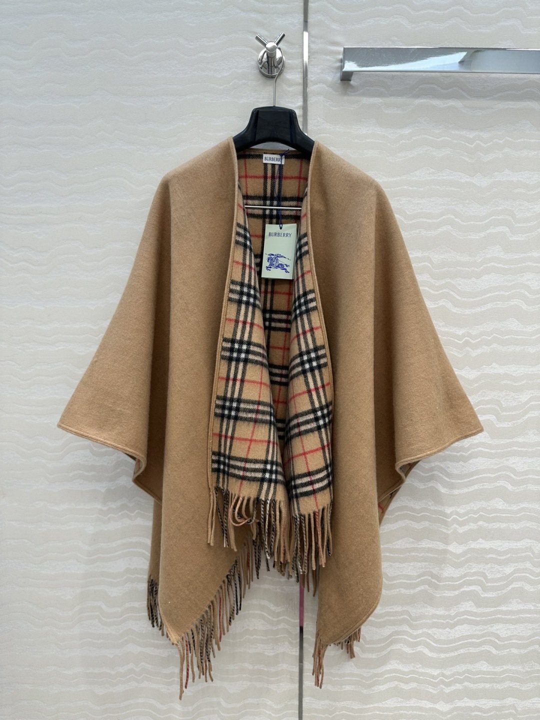 Burberry Fringed Plaid-Panel Poncho product image 4, provided for visual reference and product detail review