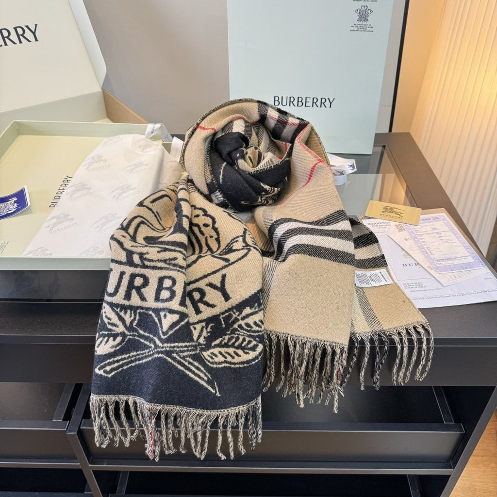 Burberry Equestrian Graphic Fringed Scarf product image 7, provided for visual reference and product detail review