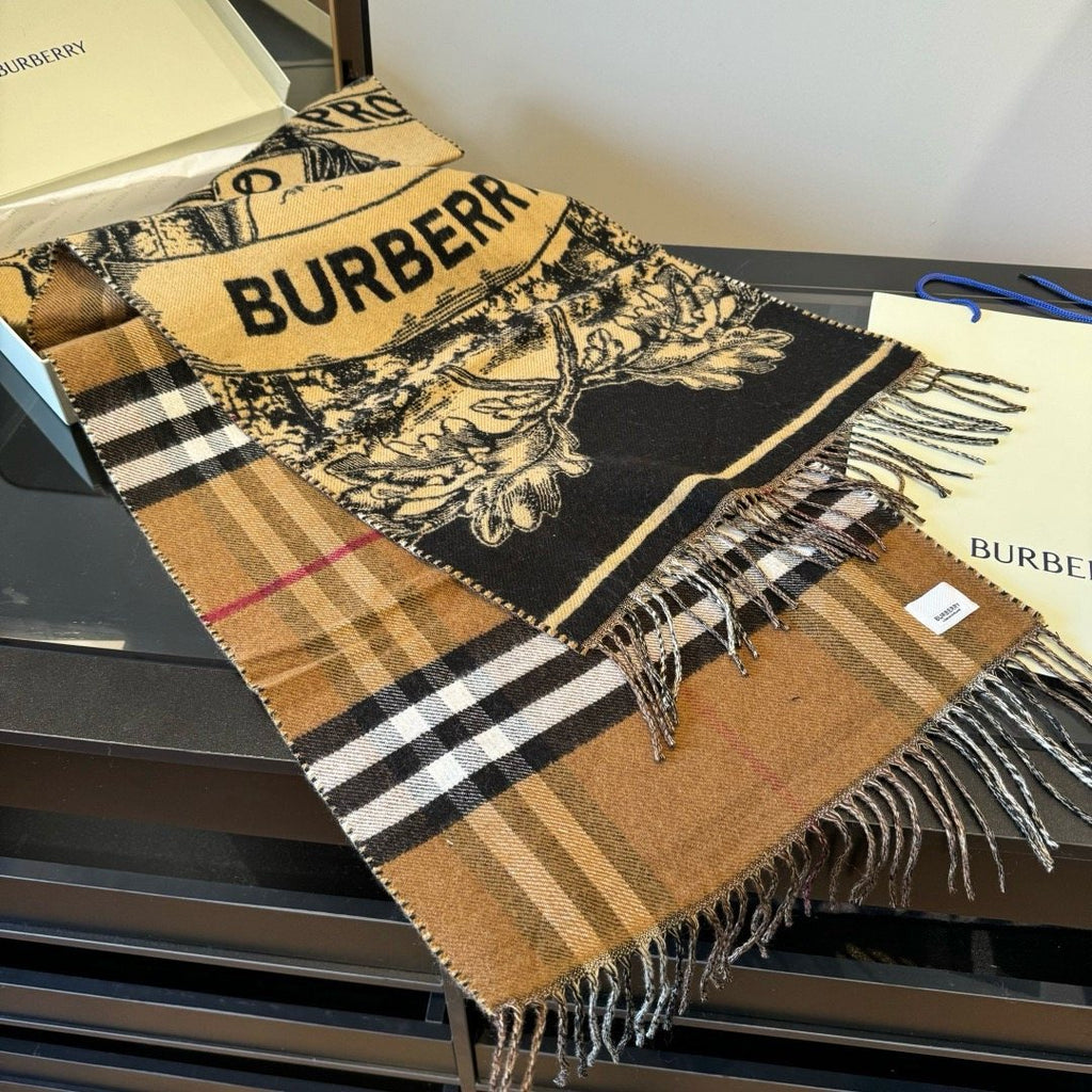 Burberry Equestrian Graphic Fringed Scarf product image 3, provided for visual reference and product detail review