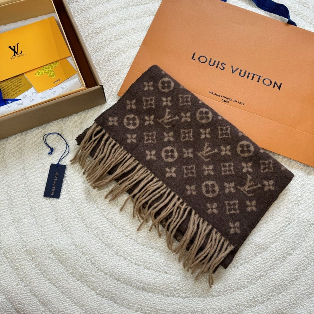 Louis Vuitton Two-Tone Reversible Monogram Scarf - 30 x 180 cm product image 8, provided for visual reference and product