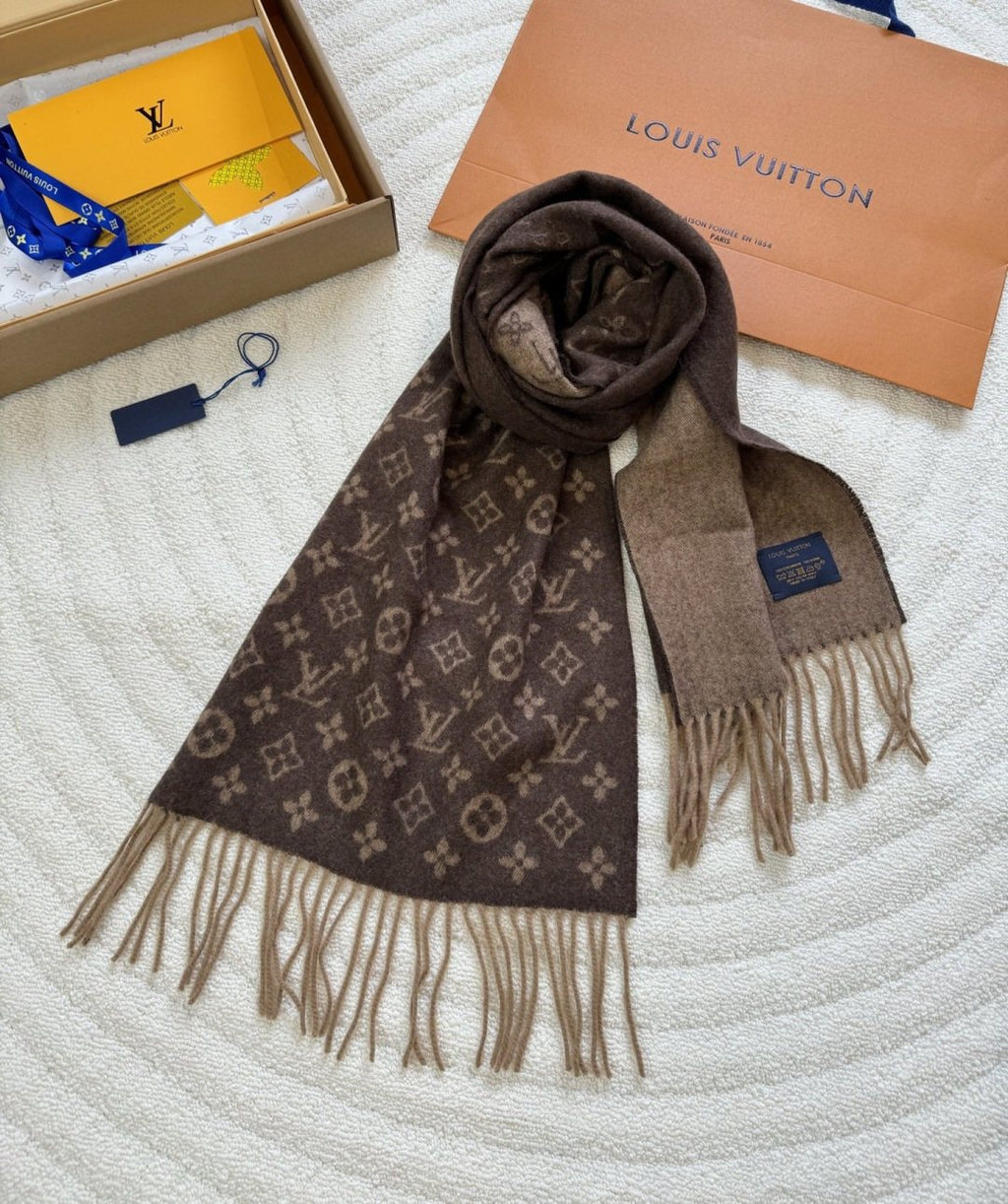 Louis Vuitton Two-Tone Reversible Monogram Scarf - 30 x 180 cm product image 6, provided for visual reference and product