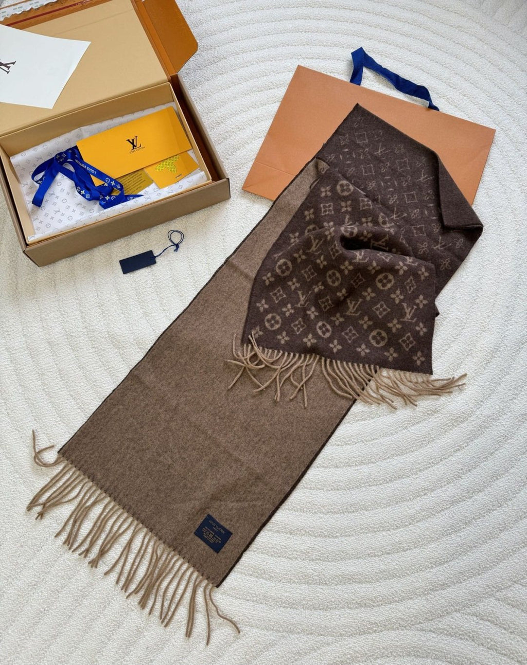 Louis Vuitton Two-Tone Reversible Monogram Scarf - 30 x 180 cm product image 4, provided for visual reference and product