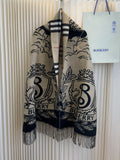 Burberry Equestrian Motif Fringed Scarf product image 1, provided for visual reference and product detail review