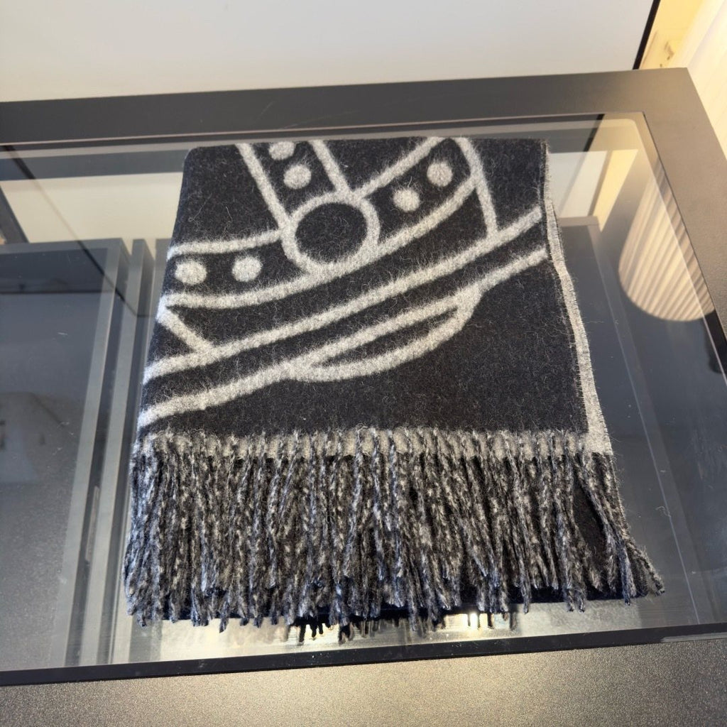 Vivienne Westwood Cashmere Orb Fringed Scarf product image 7, provided for visual reference and product detail review