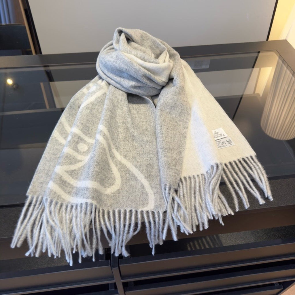 Vivienne Westwood Cashmere Orb Fringed Scarf product image 1, provided for visual reference and product detail review