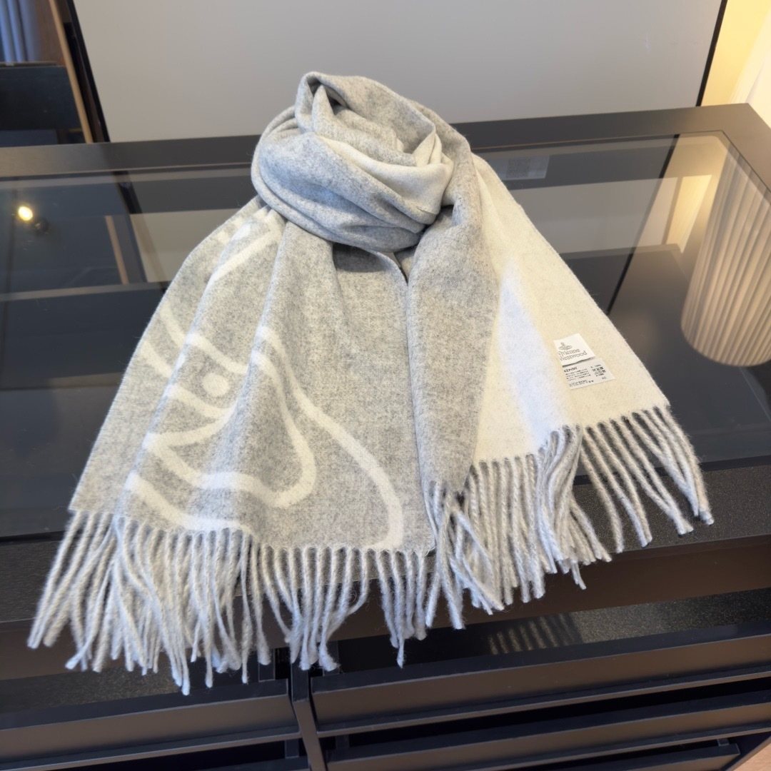 Vivienne Westwood Cashmere Orb Fringed Scarf product image 1, provided for visual reference and product detail review