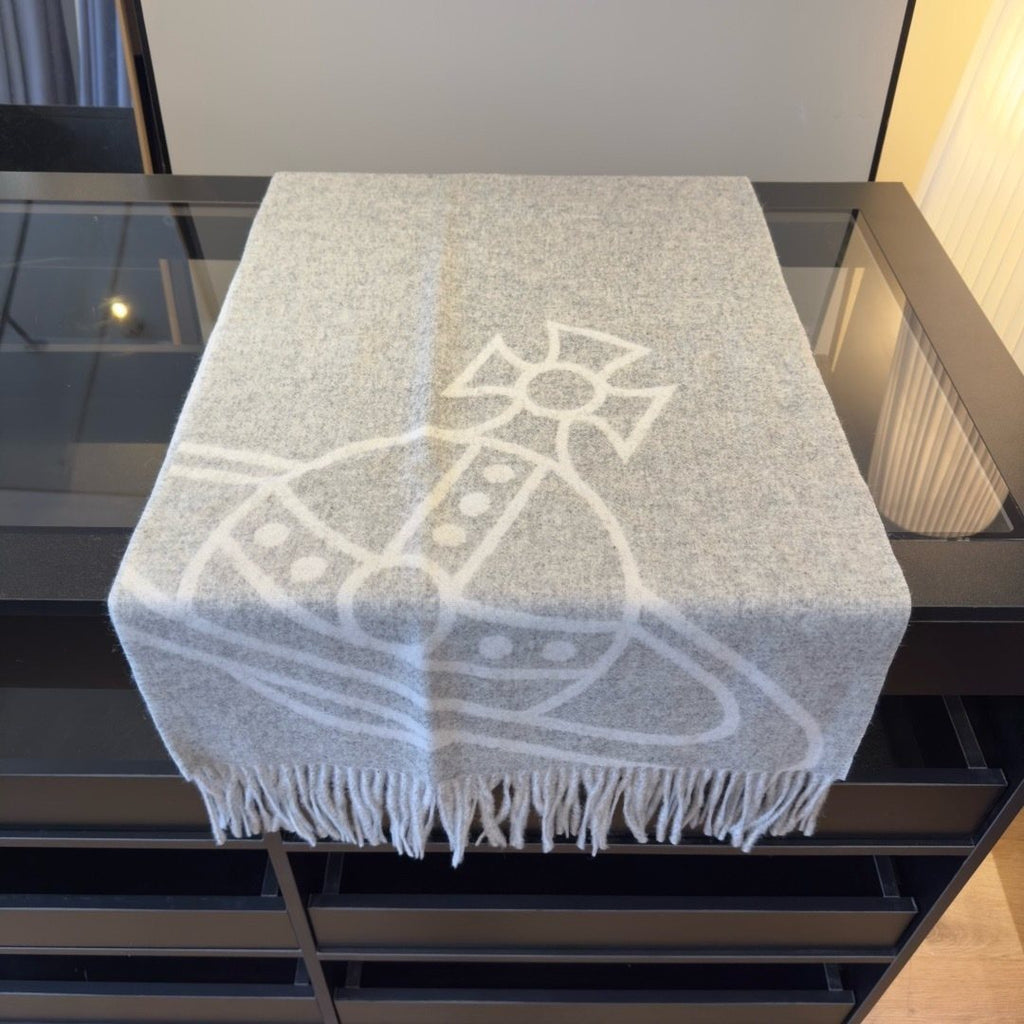 Vivienne Westwood Cashmere Orb Fringed Scarf product image 5, provided for visual reference and product detail review