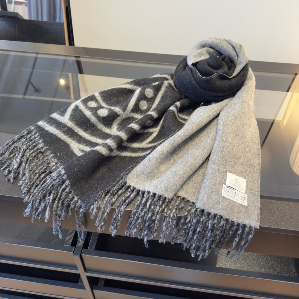 Vivienne Westwood Orb Motif Fringed Scarf product image 4, provided for visual reference and product detail review