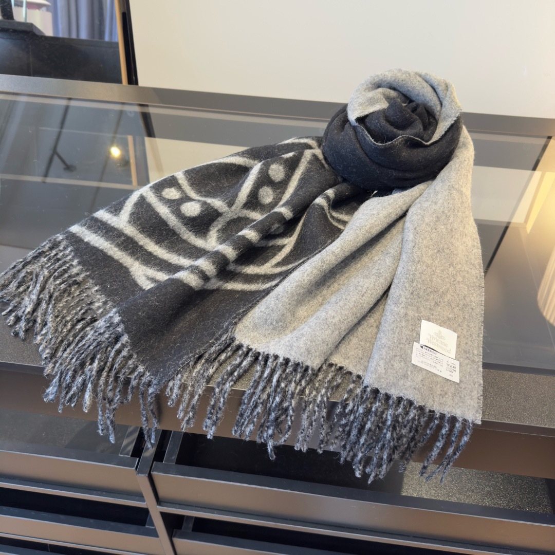 Vivienne Westwood Orb Motif Fringed Scarf product image 4, provided for visual reference and product detail review
