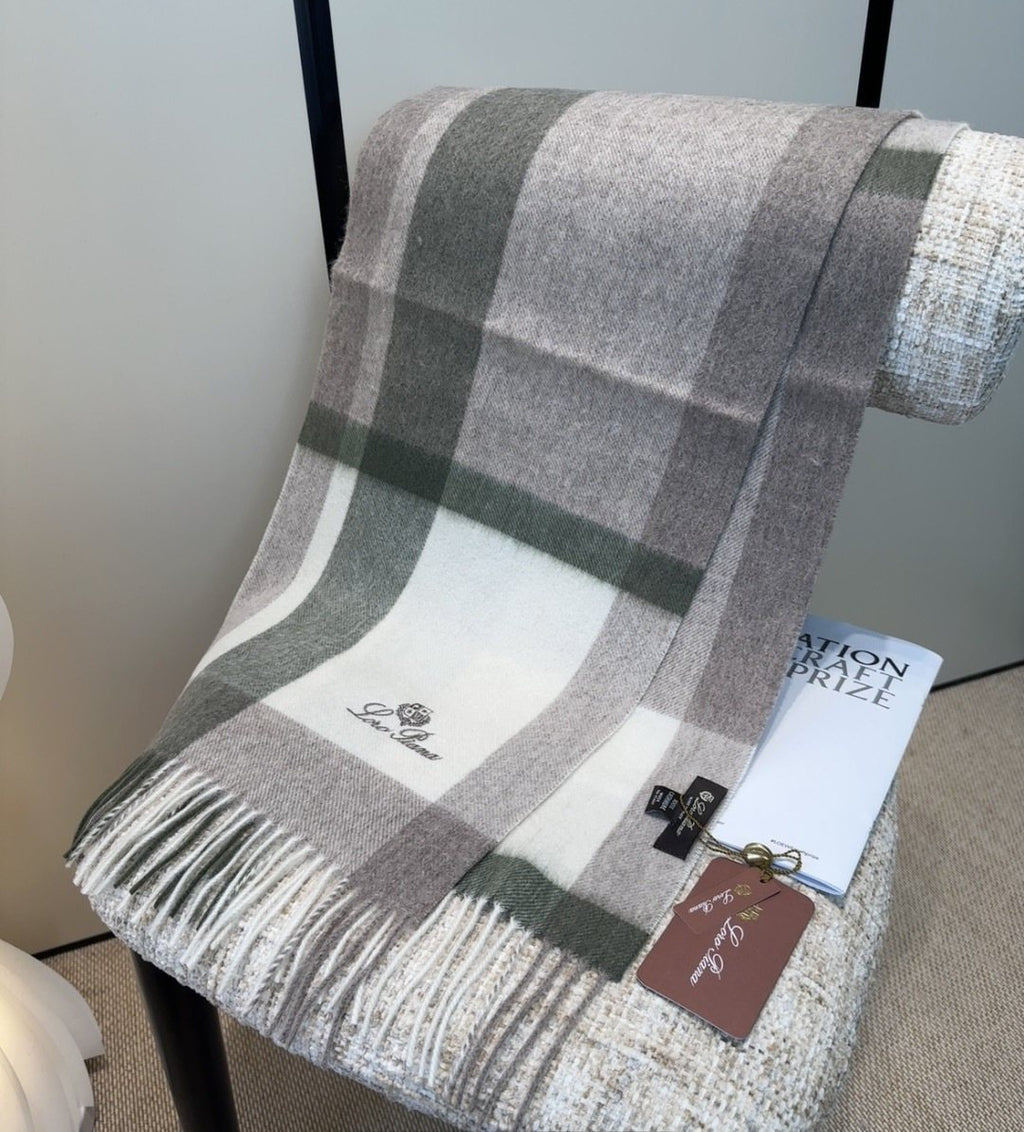 Loro Piana Fringed Plaid Scarf product image 8, provided for visual reference and product detail review