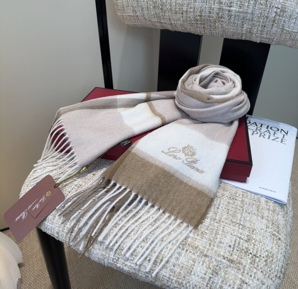 Loro Piana Color-Block Plaid Fringed Scarf product image 17, provided for visual reference and product detail review