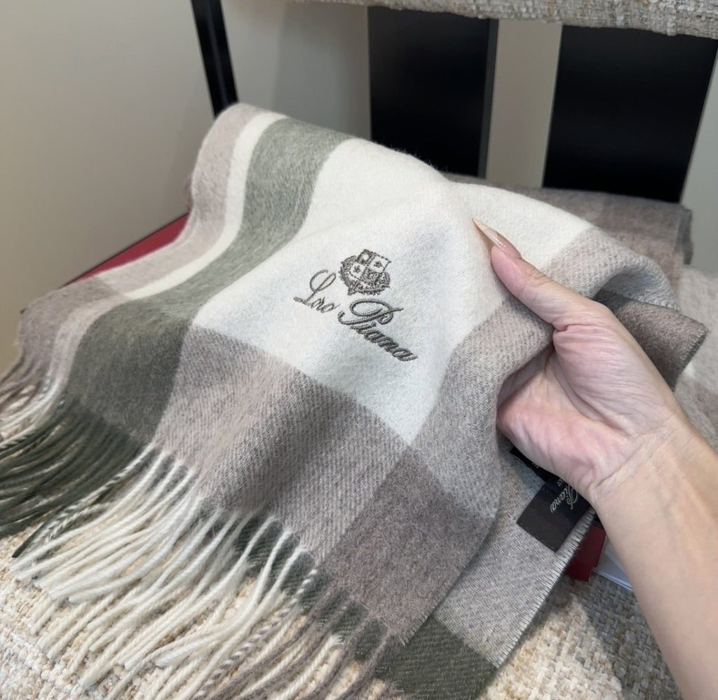Loro Piana Fringed Plaid Scarf product image 2, provided for visual reference and product detail review