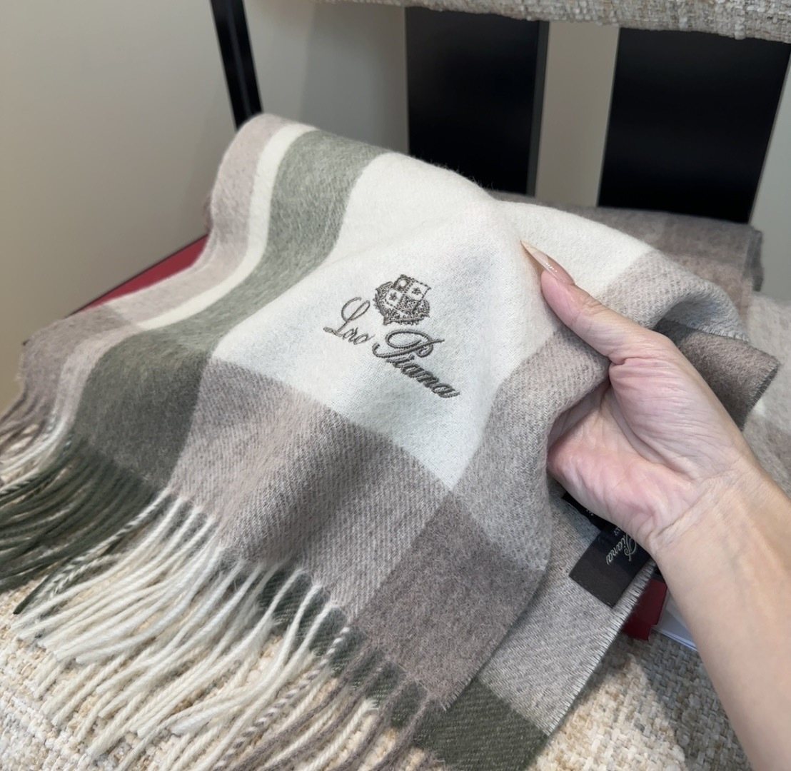 Loro Piana Fringed Plaid Scarf product image 2, provided for visual reference and product detail review