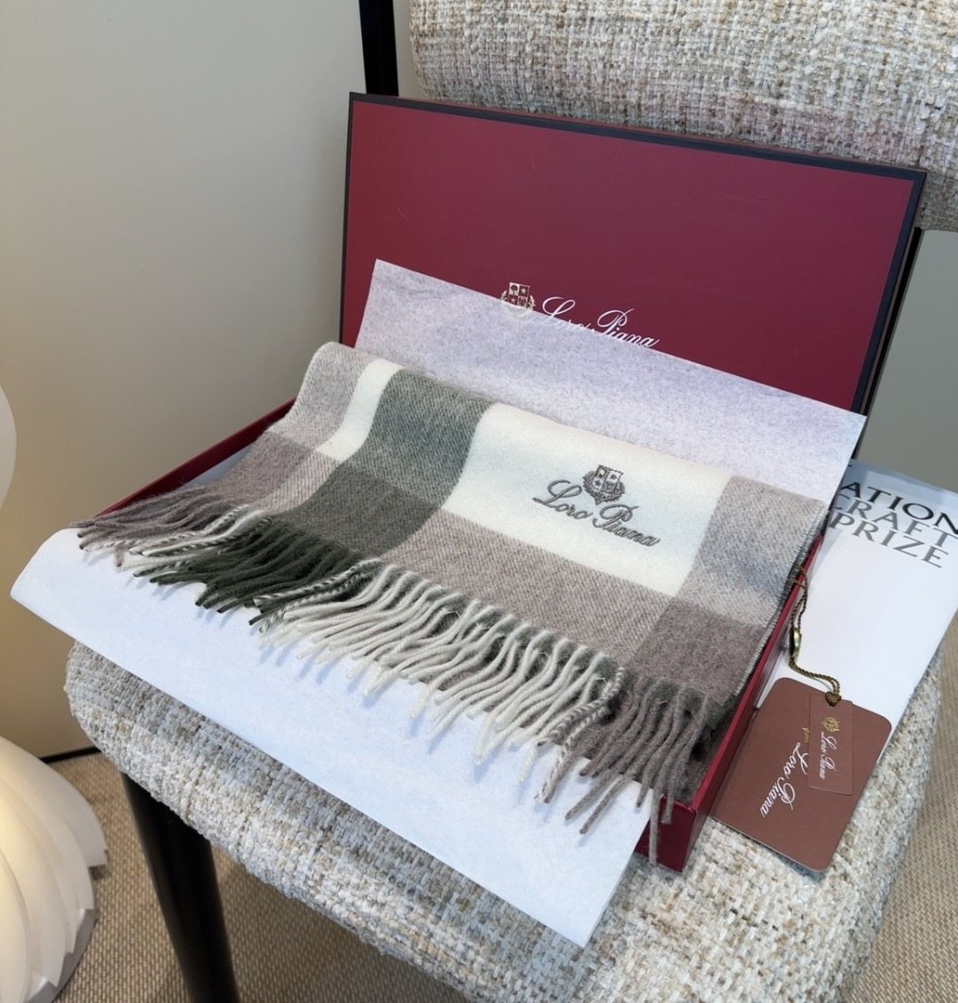 Loro Piana Fringed Plaid Scarf product image 15, provided for visual reference and product detail review