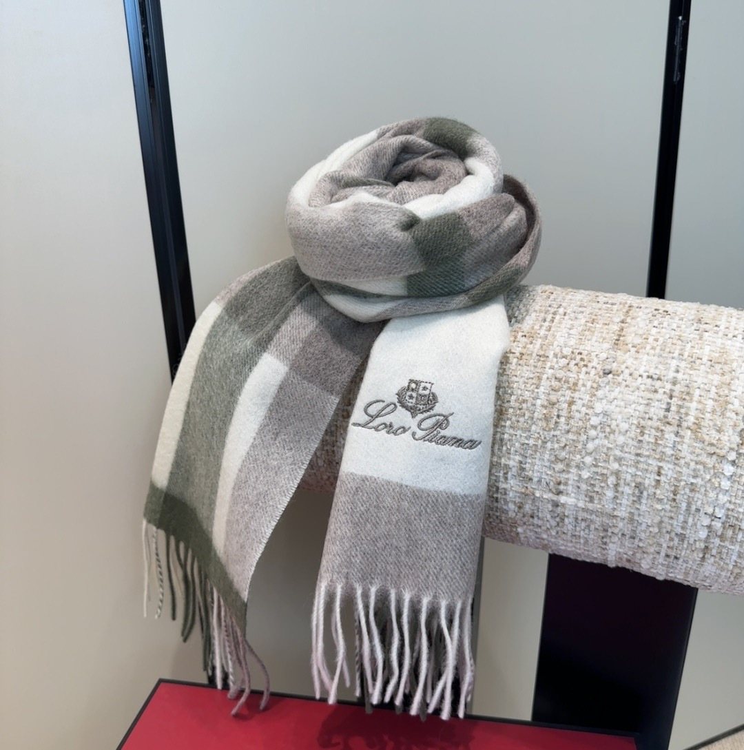 Loro Piana Color-Block Plaid Fringed Scarf product image 9, provided for visual reference and product detail review