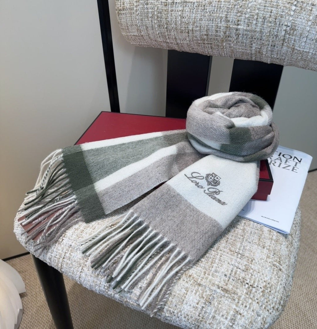 Loro Piana Color-Block Plaid Fringed Scarf product image 14, provided for visual reference and product detail review