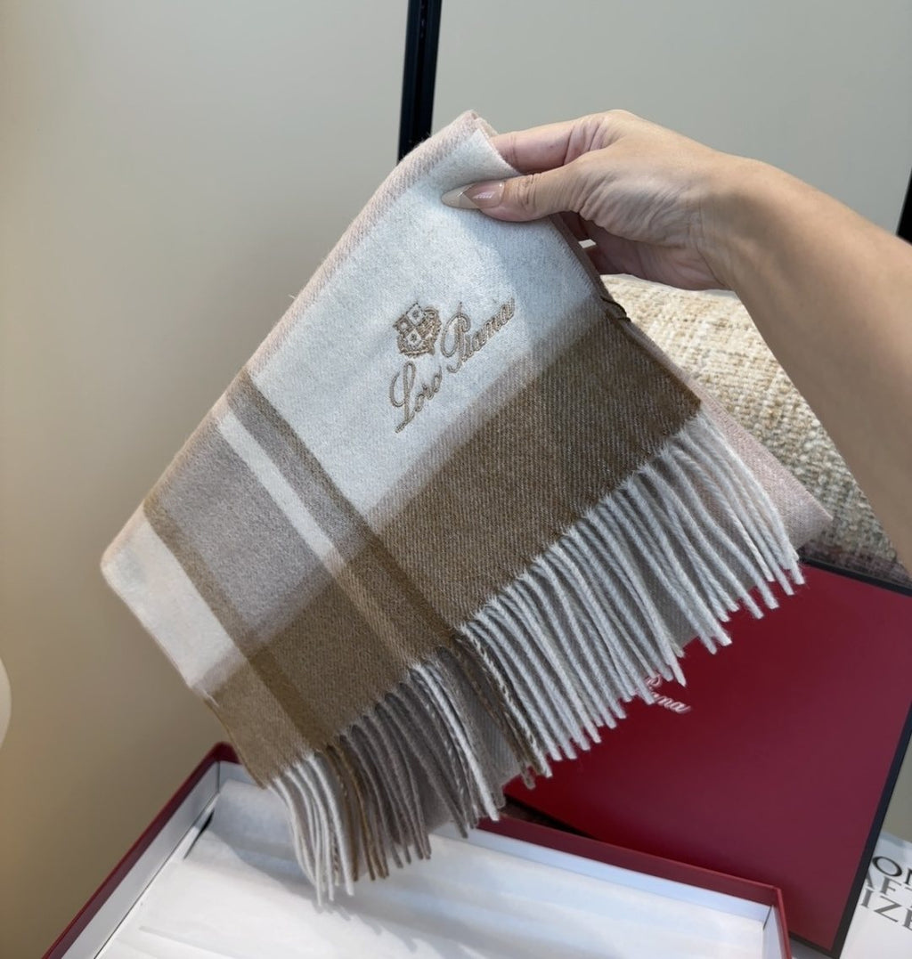 Loro Piana Fringed Plaid Scarf product image 7, provided for visual reference and product detail review