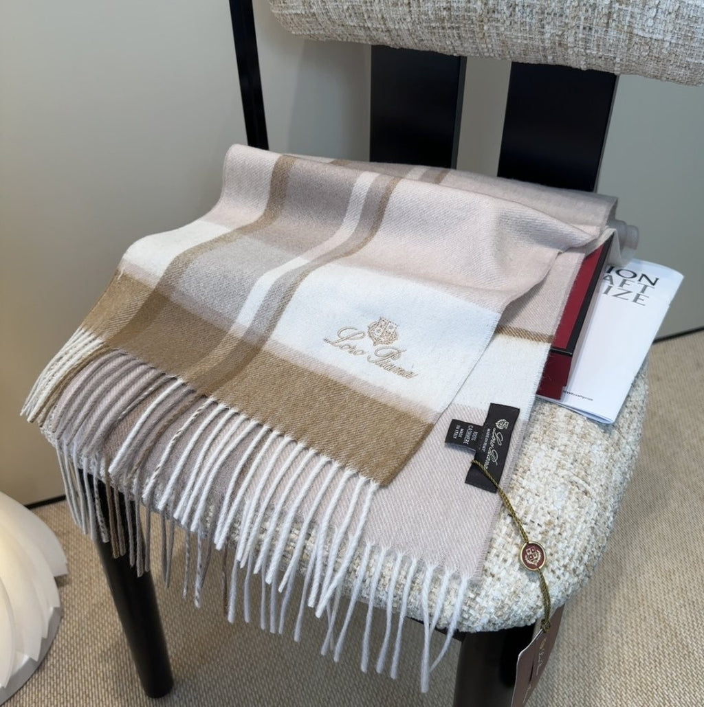 Loro Piana Color-Block Plaid Fringed Scarf product image 11, provided for visual reference and product detail review