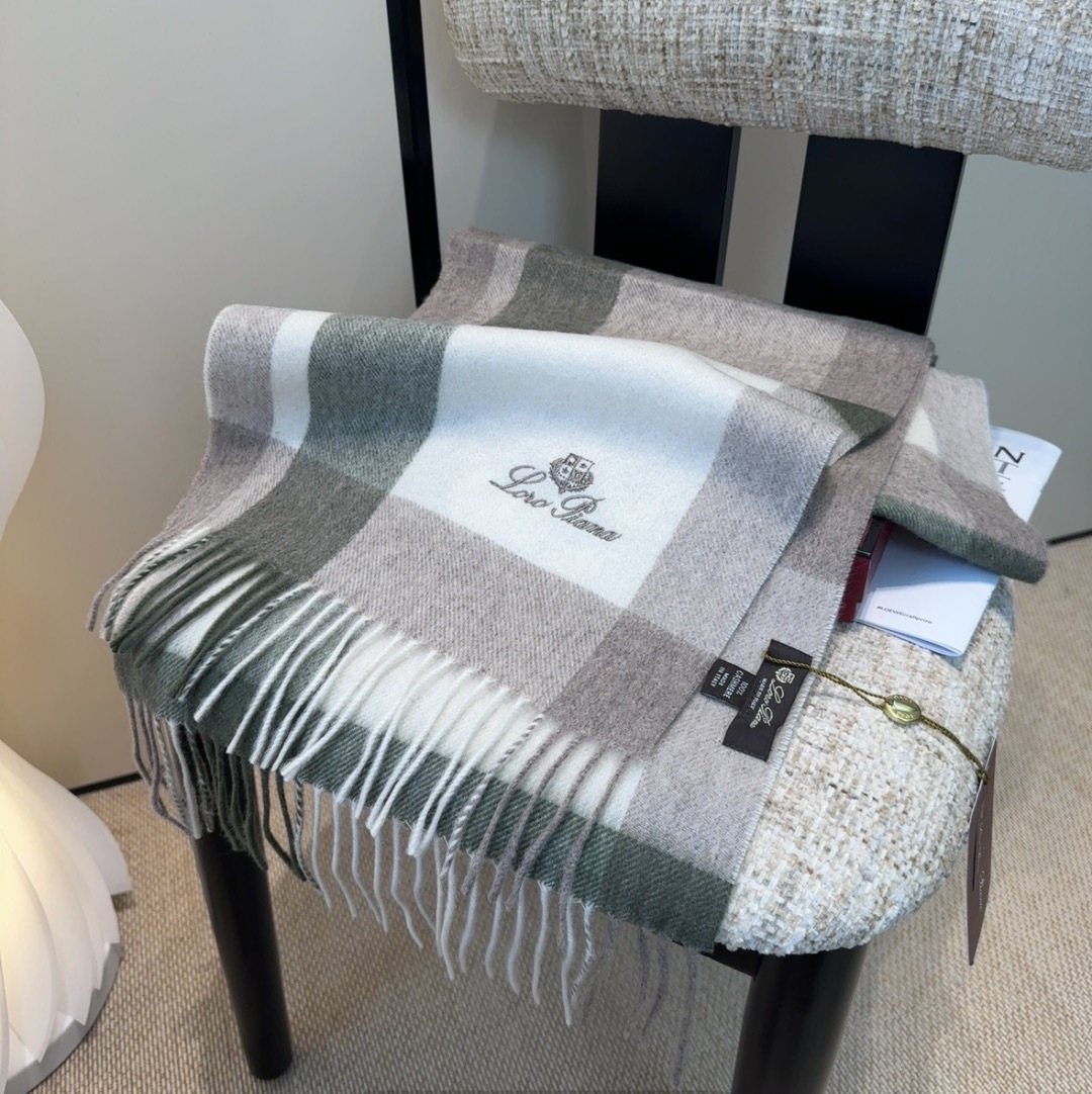 Loro Piana Color-Block Plaid Fringed Scarf product image 7, provided for visual reference and product detail review