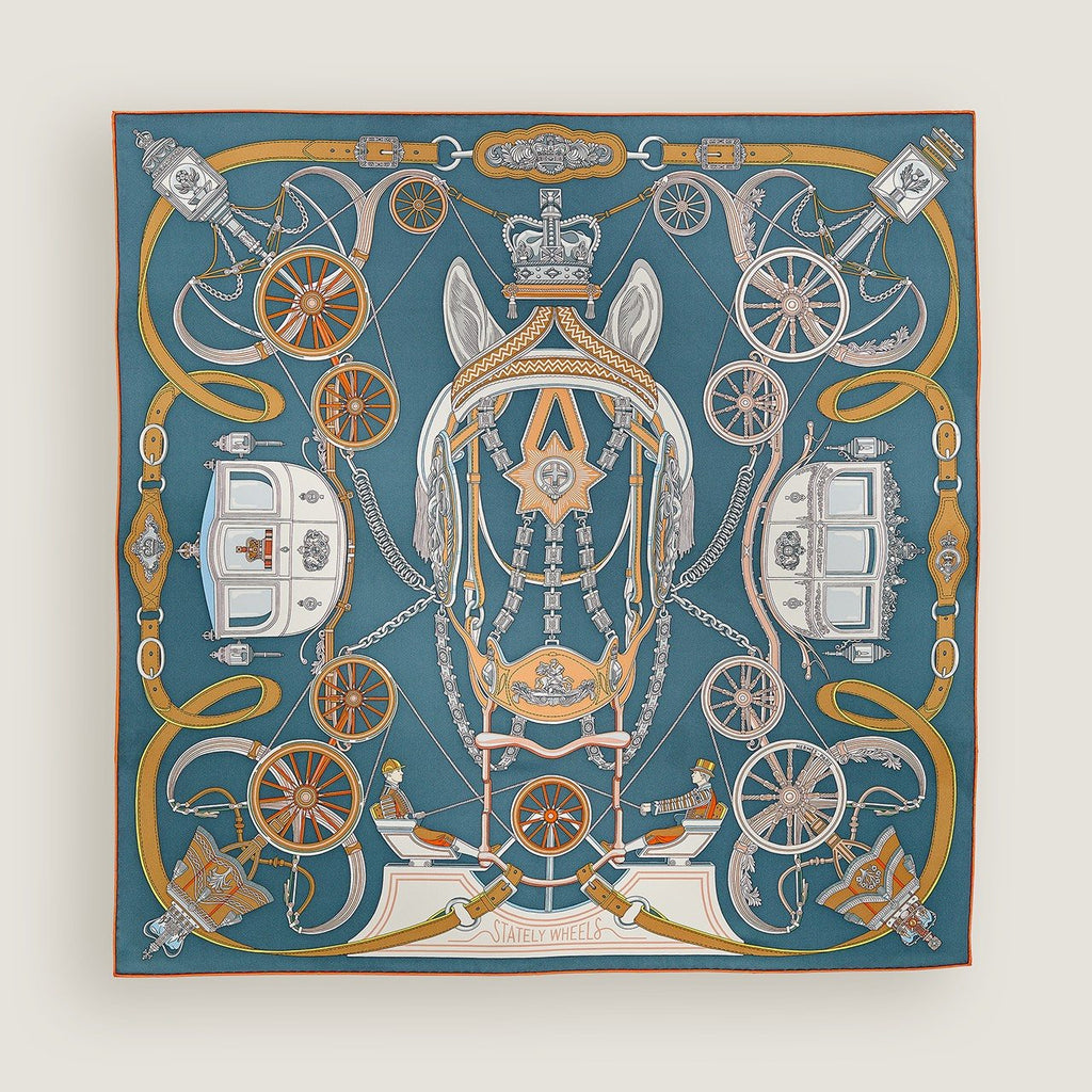 Hermès Carriage and Wheel Silk Scarf product image 5, provided for visual reference and product detail review