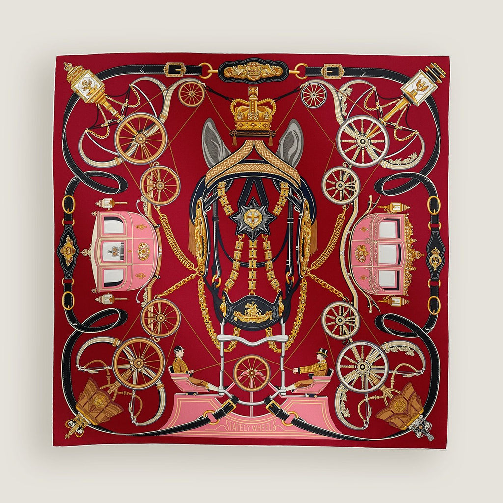 Hermès Carriage and Wheel Silk Scarf product image 1, provided for visual reference and product detail review