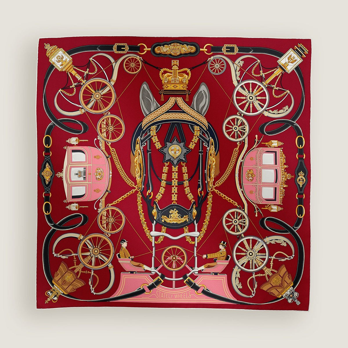 Hermès Carriage and Wheel Silk Scarf product image 1, provided for visual reference and product detail review