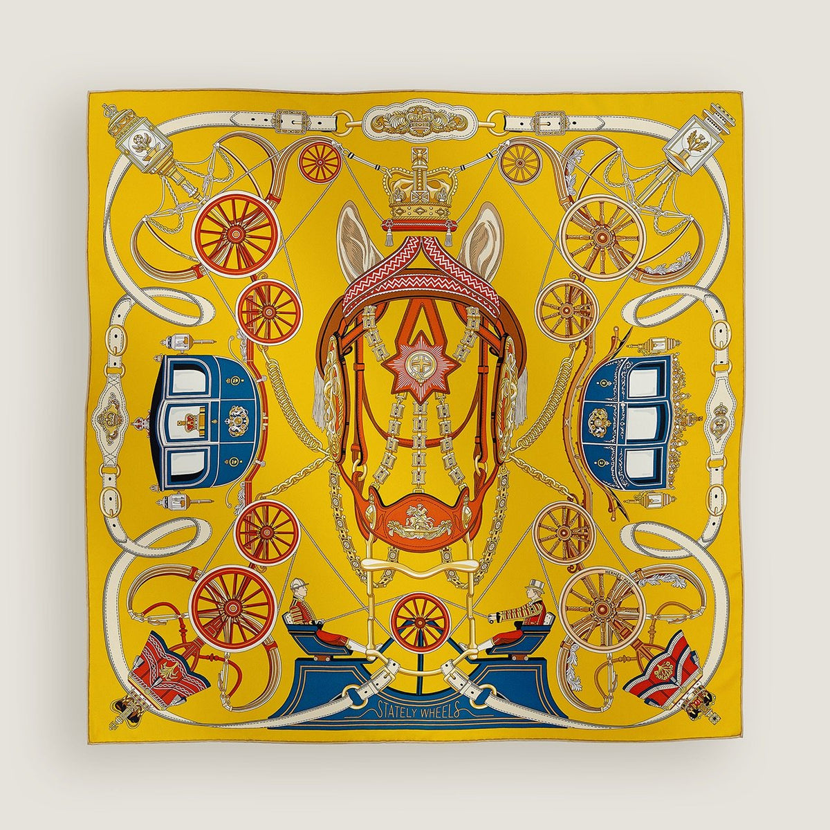 Hermès Carriage and Wheel Silk Scarf product image 7, provided for visual reference and product detail review