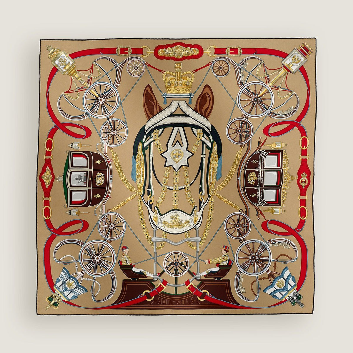 Hermès Carriage and Wheel Silk Scarf product image 4, provided for visual reference and product detail review