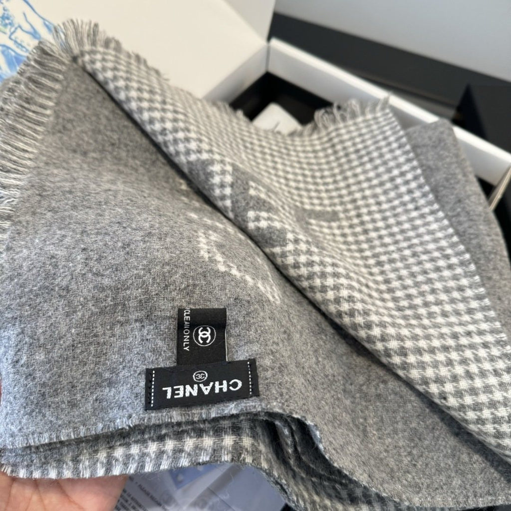 Chanel Houndstooth Fringed Scarf product image 15, provided for visual reference and product detail review