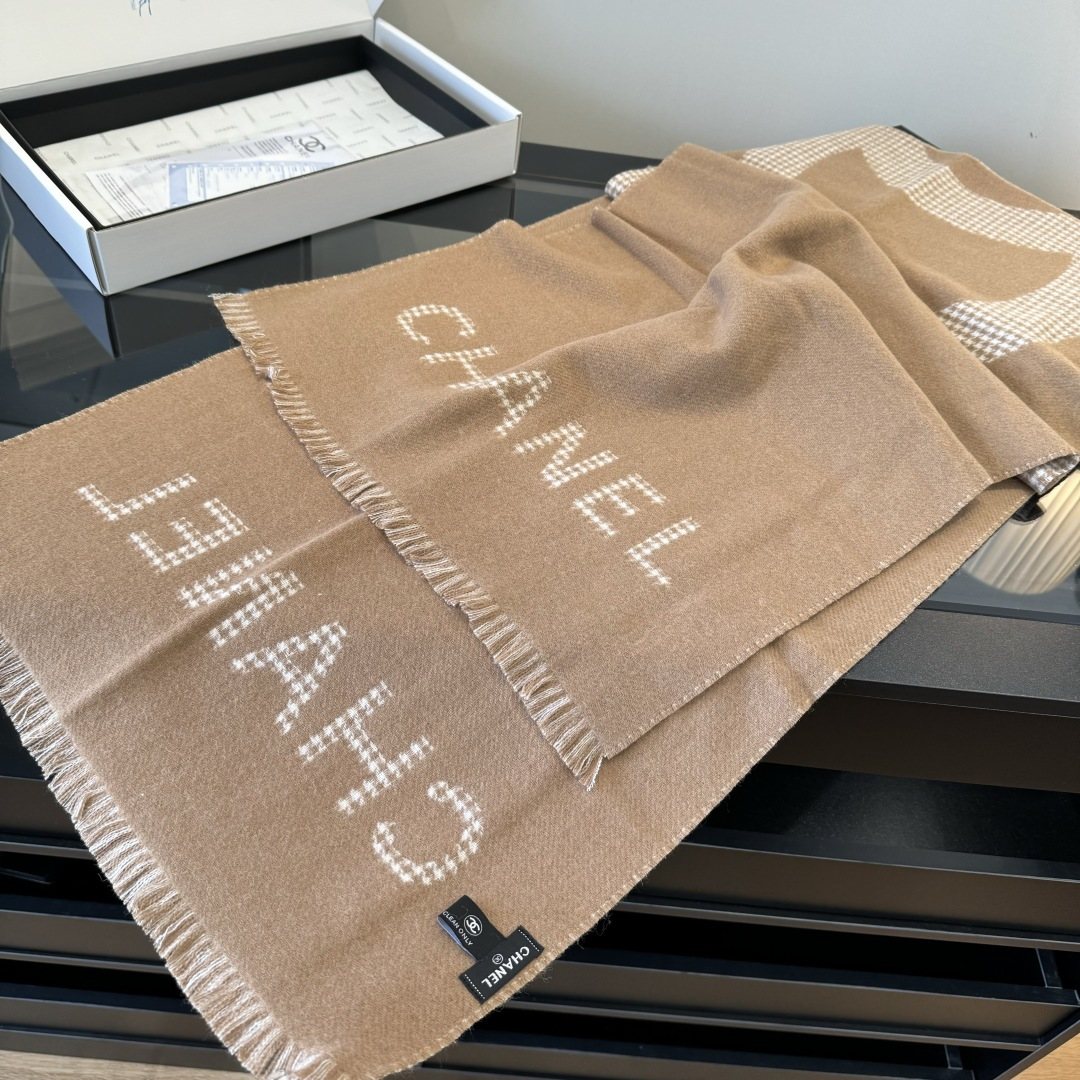 Chanel Houndstooth Fringed Scarf product image 7, provided for visual reference and product detail review