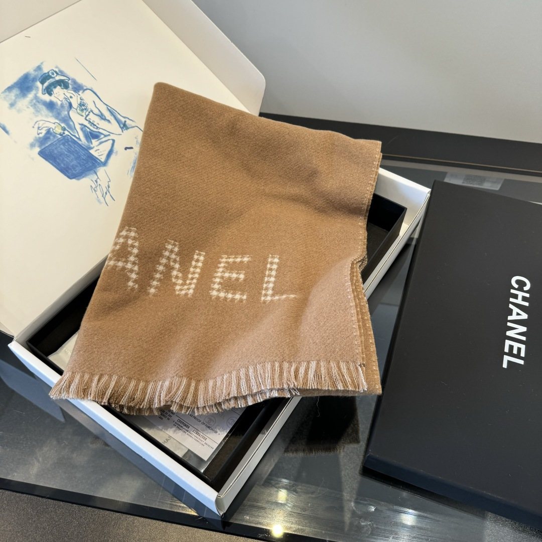 Chanel Houndstooth Fringed Scarf product image 14, provided for visual reference and product detail review