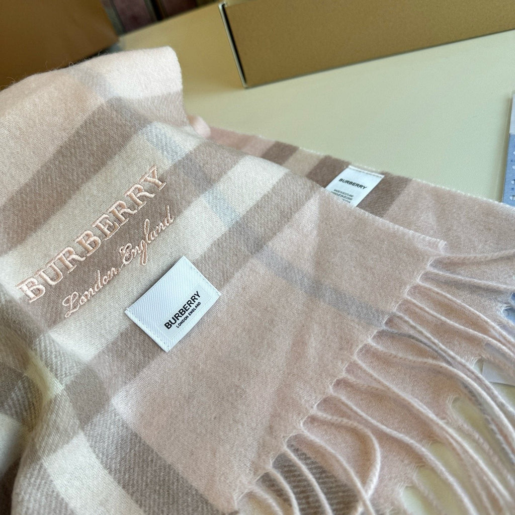 Burberry Blush Pink Plaid Fringed Scarf product image 14, provided for visual reference and product detail review
