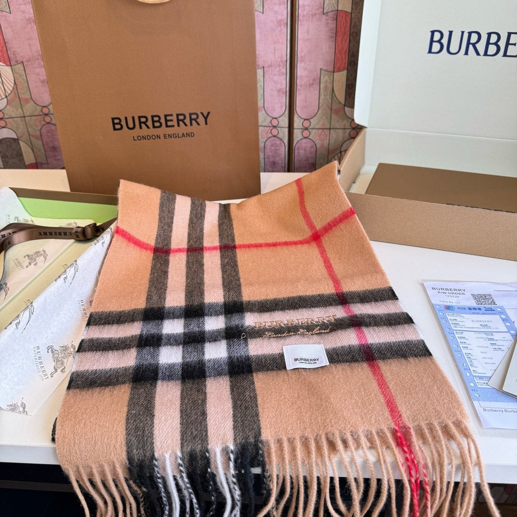 Burberry Blush Pink Plaid Fringed Scarf product image 4, provided for visual reference and product detail review