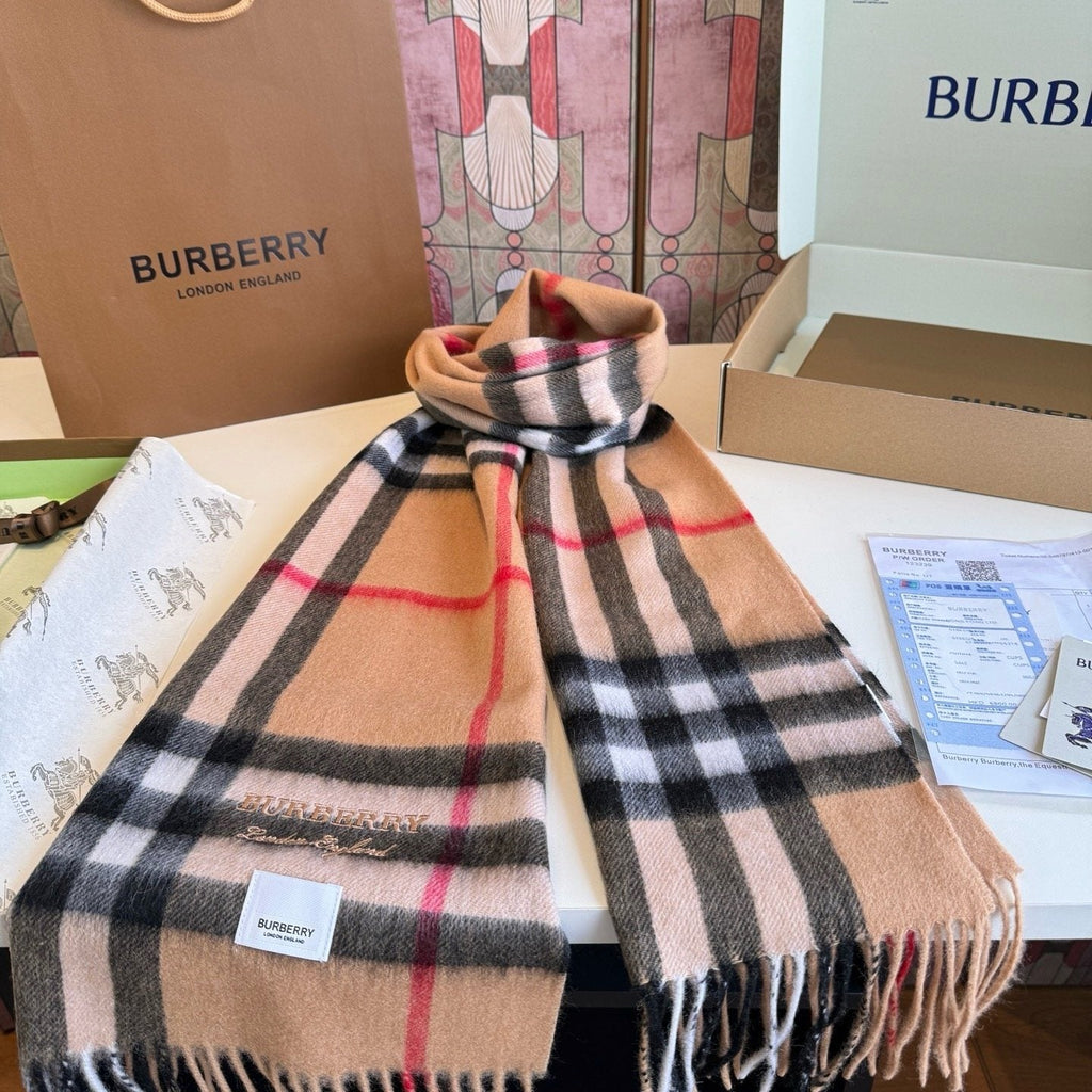 Burberry Blush Pink Plaid Fringed Scarf product image 7, provided for visual reference and product detail review