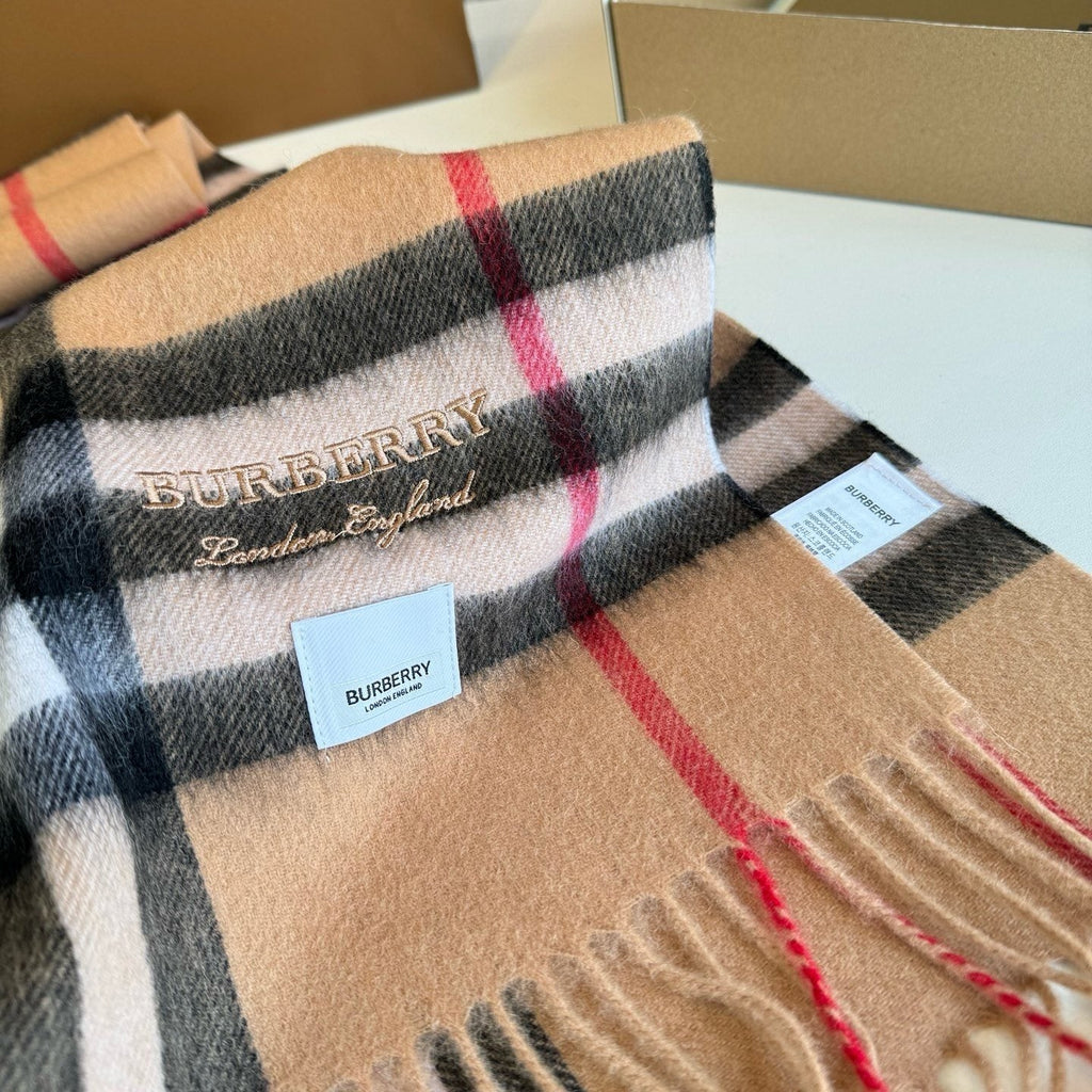 Burberry Blush Pink Plaid Fringed Scarf product image 13, provided for visual reference and product detail review