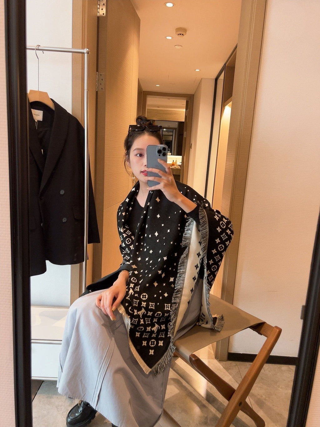 Louis Vuitton Starry Monogram Fringed Wrap product image 16, provided for visual reference and product detail review