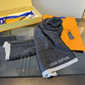 Louis Vuitton Gray Knit Scarf with Contrast Trim product image 1, provided for visual reference and product detail review